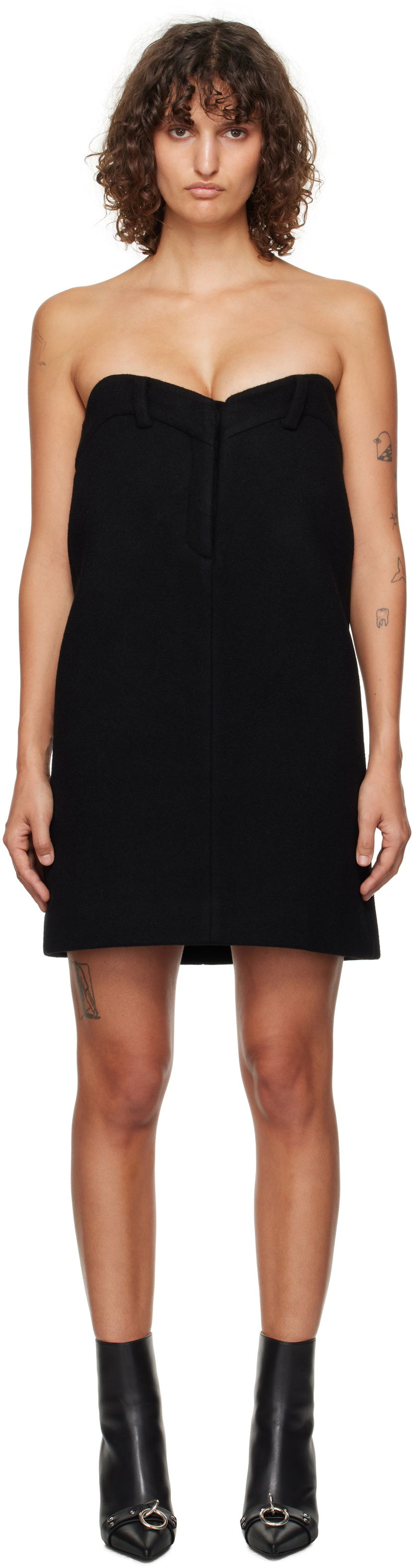Mekko We11done We11done Sweetheart Mini Dress Musta | WD-OP3-24-119-W-BK