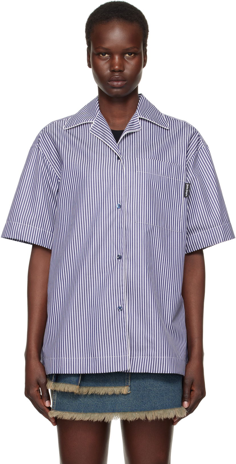 Paita Palm Angels Striped Shirt Sininen | PWGG005S25FAB0014603