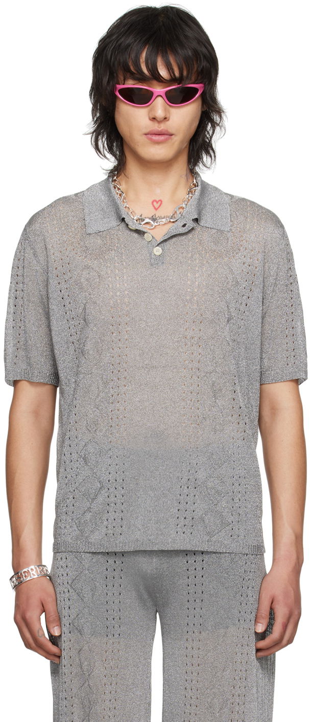 Poolopaita Marine Serre Metallic Polo Tee Harmaa | MTK003 CKNI0515