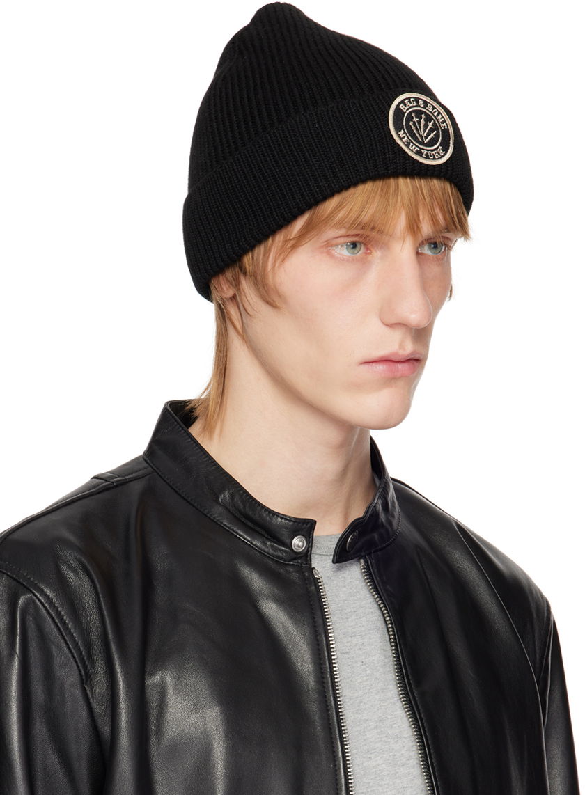 Pipo rag & bone Charlie Logo-Embroidered Wool Beanie Musta | WJK22HS009BV09, 1