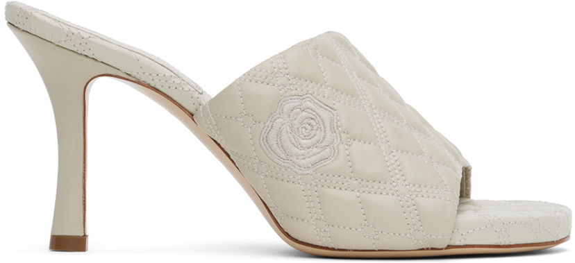 Kengänhoito Burberry Burberry Quilted Rose Leather Heeled Sandals Valkoinen | 8092222