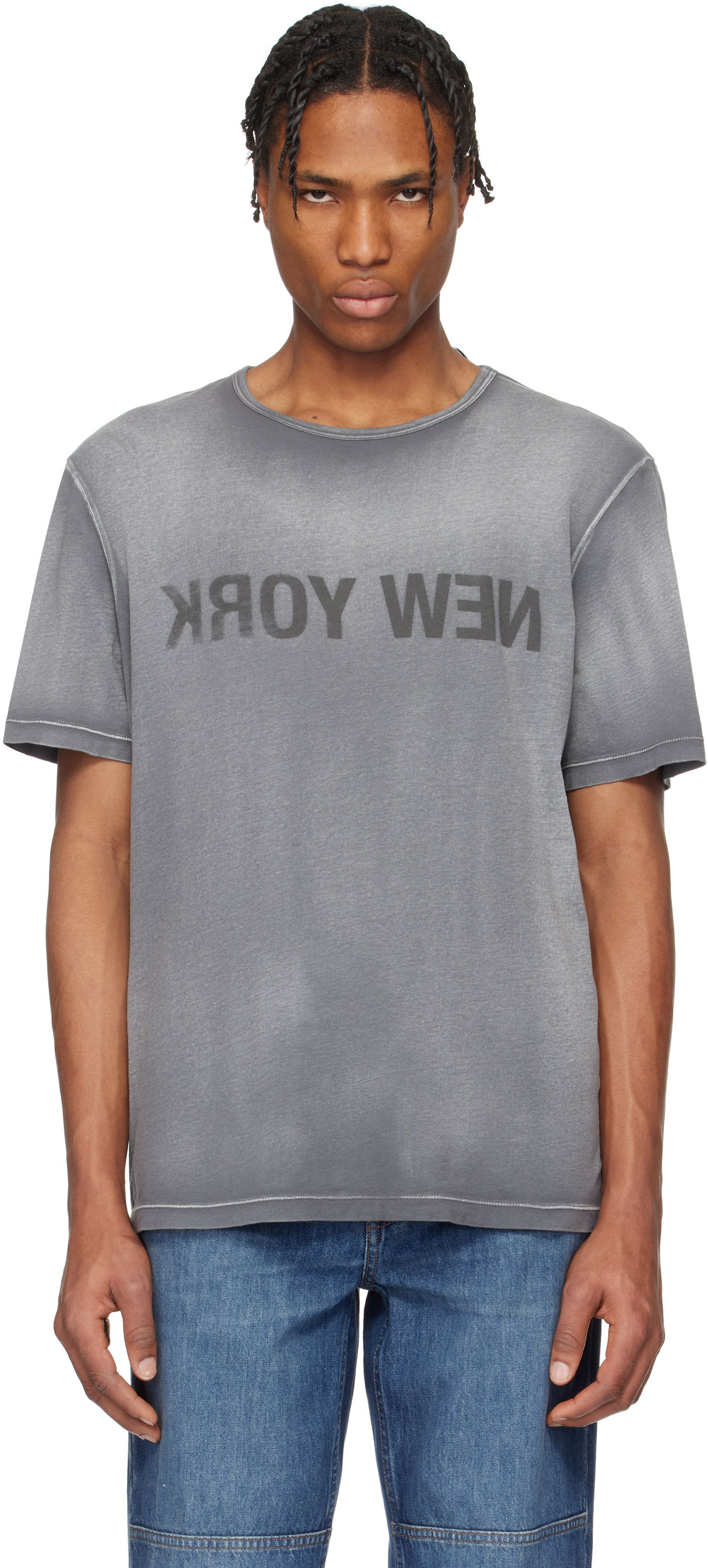 T-paita Helmut Lang Helmut Lang Garment-Dyed 'New York' Tee Harmaa | O10HM508, 0