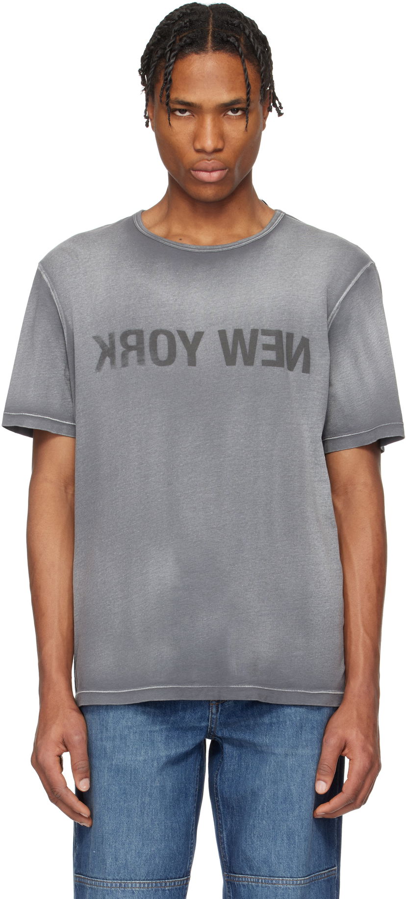 T-paita Helmut Lang Helmut Lang Garment-Dyed 'New York' Tee Harmaa | O10HM508