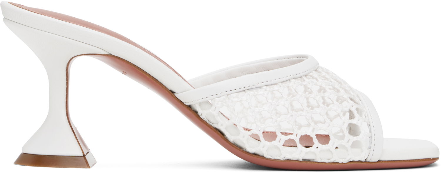 Kengänhoito Amina Muaddi Amina Muaddi Lupita Net 70 Heeled Sandals Valkoinen | LUPITA NET 70, 0