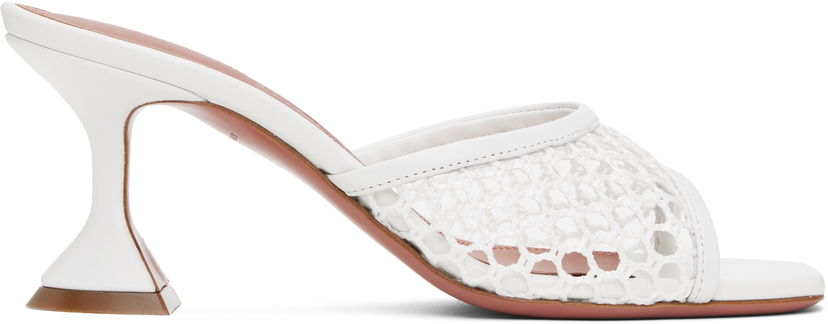 Kengänhoito Amina Muaddi Amina Muaddi Lupita Net 70 Heeled Sandals Valkoinen | LUPITA NET 70