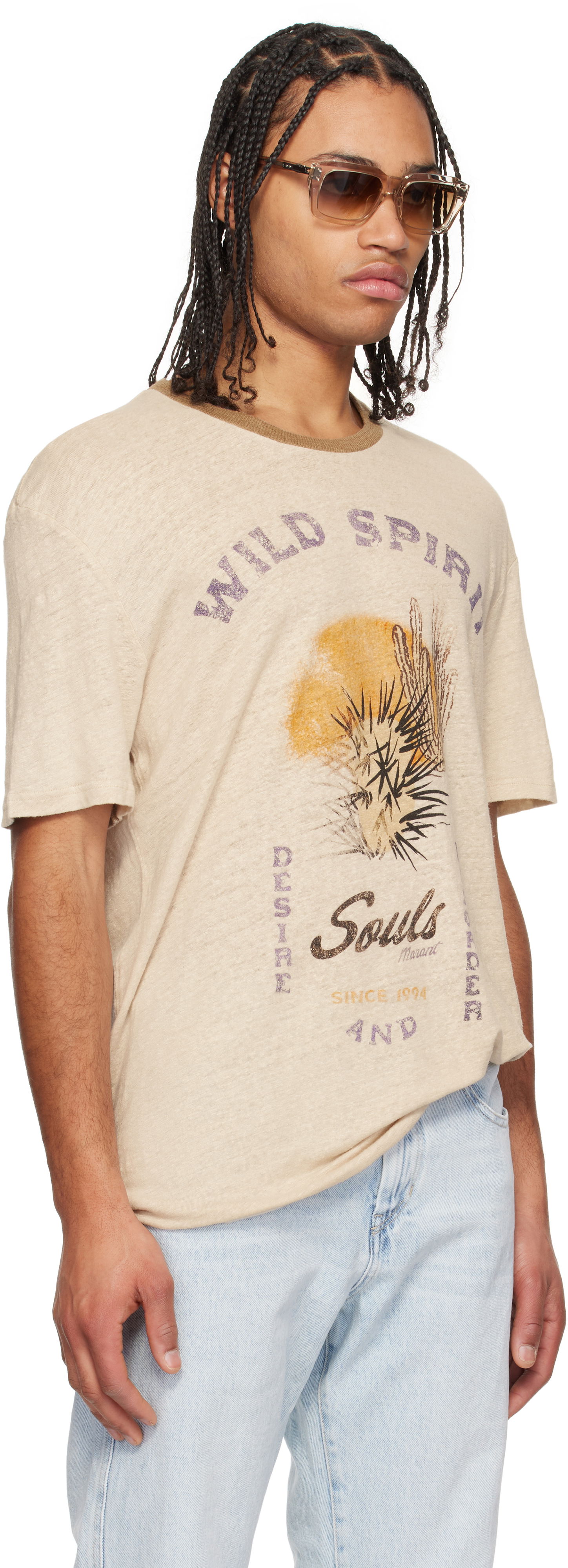 T-paita ISABEL MARANT Isabel Marant Honore Graphic T-Shirt Beige | 25PTS0052HC-C1N09H, 1