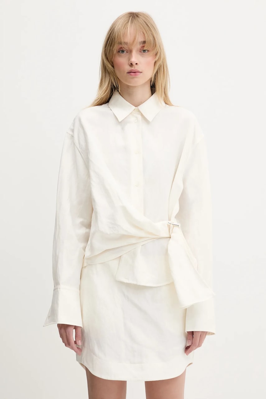 Mekko JW Anderson JW Anderson Draped Twisted Relaxed Linen-Blend Shirt Valkoinen | SH0346.PG1690.002, 0