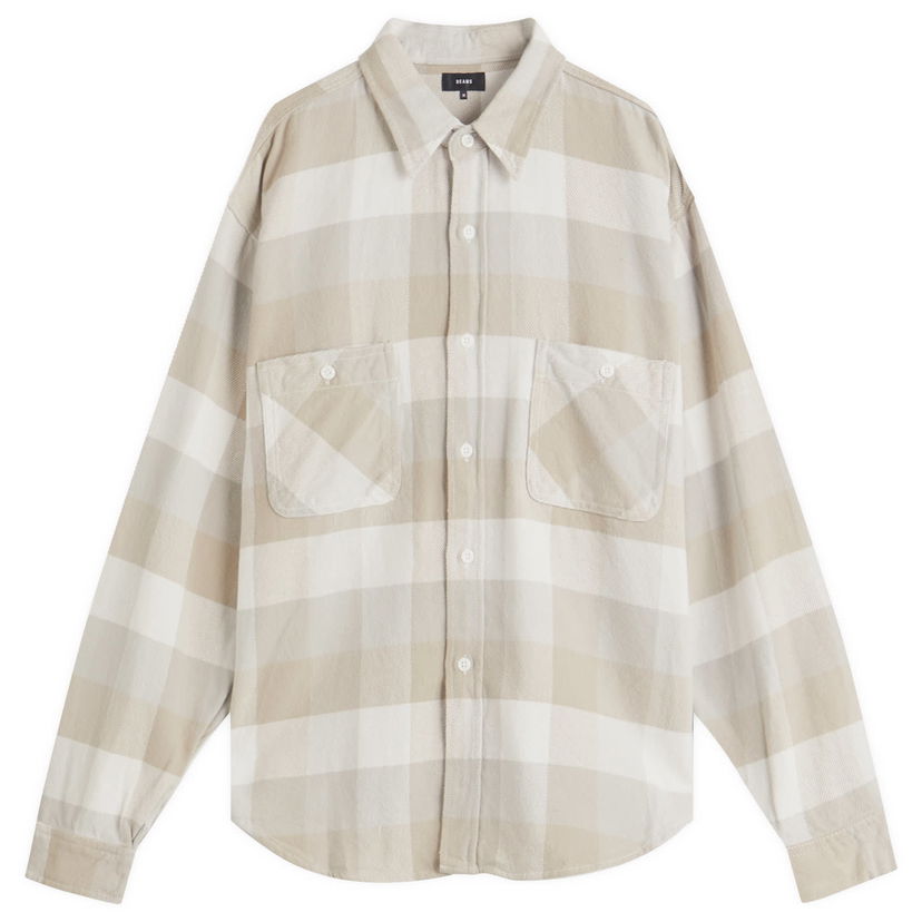 Paita BEAMS BEAMS Flannel Plaid Shirt, Size Large Beige | 1111-1134-803-20