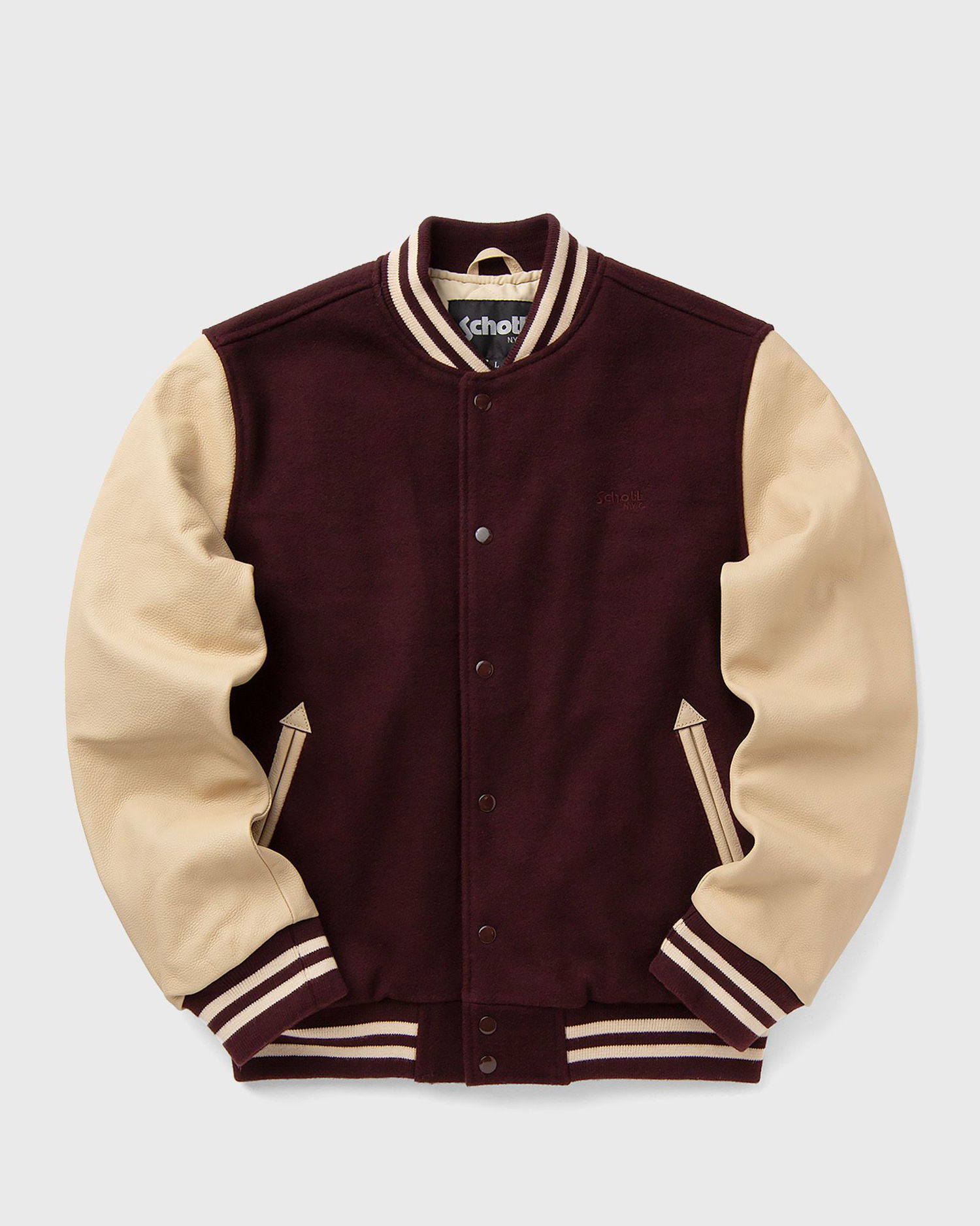 Takki Schott NYC Varsity Jacket Burgundia | LC8705-BORDEAUX-BEIGE, 1
