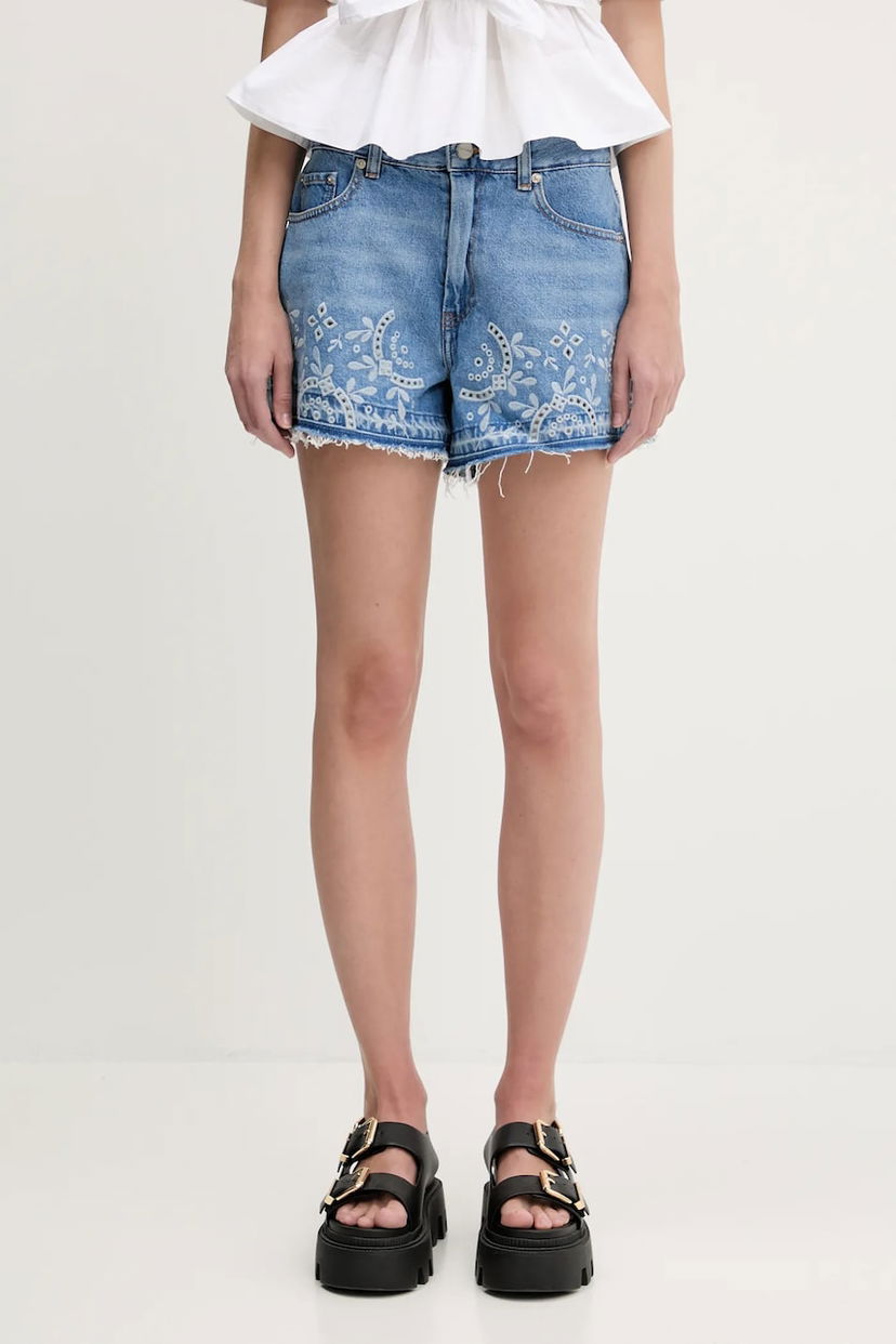 Shortsit GANNI GANNI Broderie Anglaise High-Waist Denim Shorts Sininen | J1678