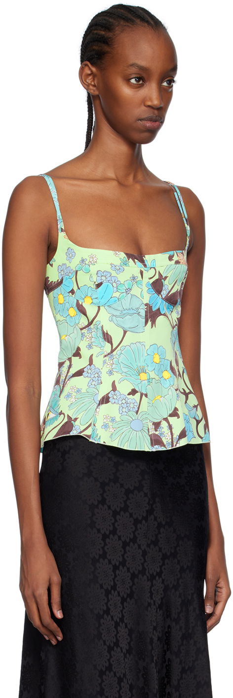 Tankkitoppi Stella McCartney Stella McCartney Floral Print Peplum Camisole Vihreä | 6T01583DS300, 1