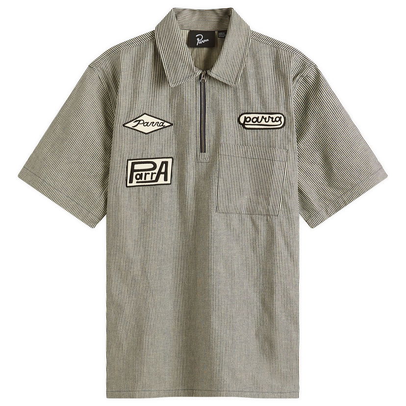 Paita By Parra Parra Work Later Short Sleeve Shirt, Size Large Harmaa | 53340-BLU