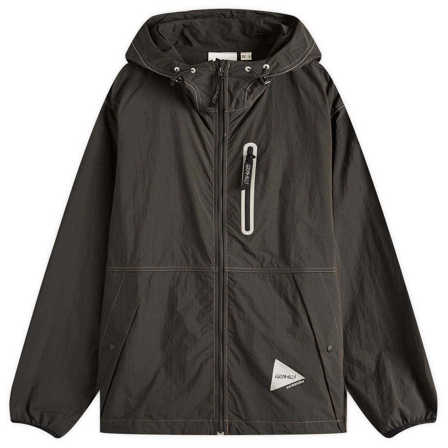 Tuulitakki GRAMICCI and wander x Gramicci Brushed Nylon Jacket, Size Large Harmaa | GUJ5-S3000-CHA, 0