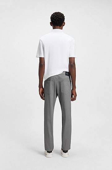 Housut BOSS Maine Regular-Fit Micro-Patterned Stretch Cotton Trousers Harmaa | 50543935, 1