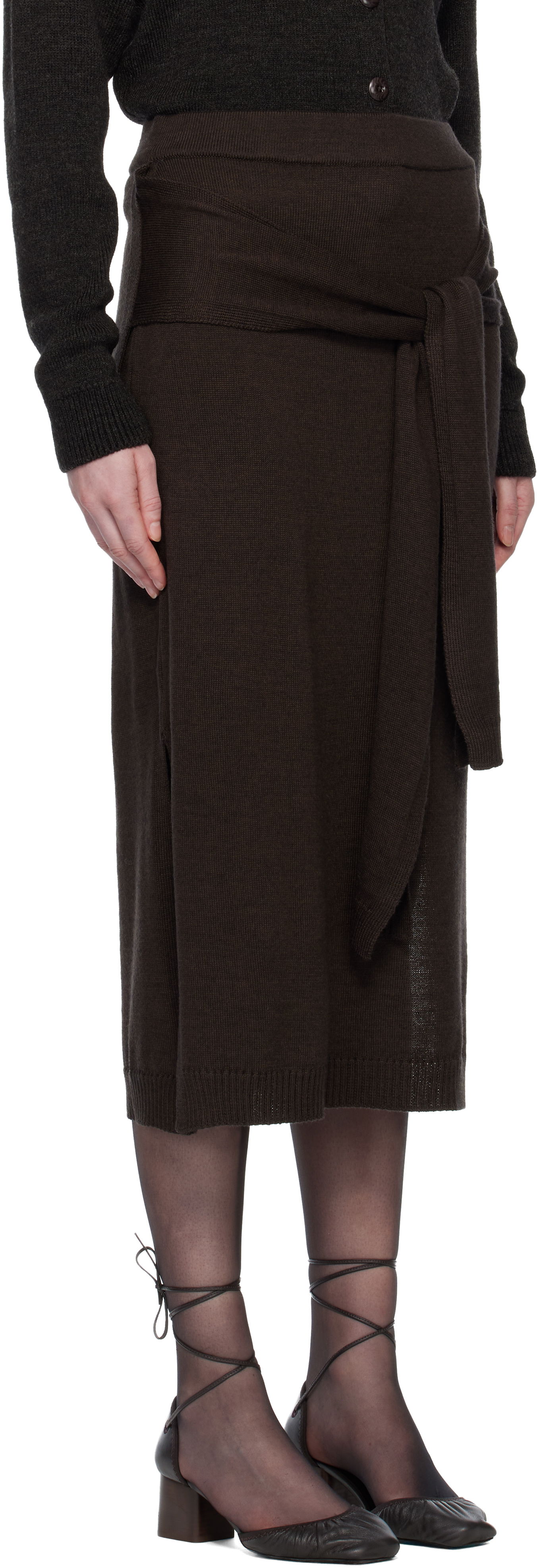 Hame LEMAIRE Trompe L'oeil Midi Skirt Ruskea | SK1058 LK087, 1