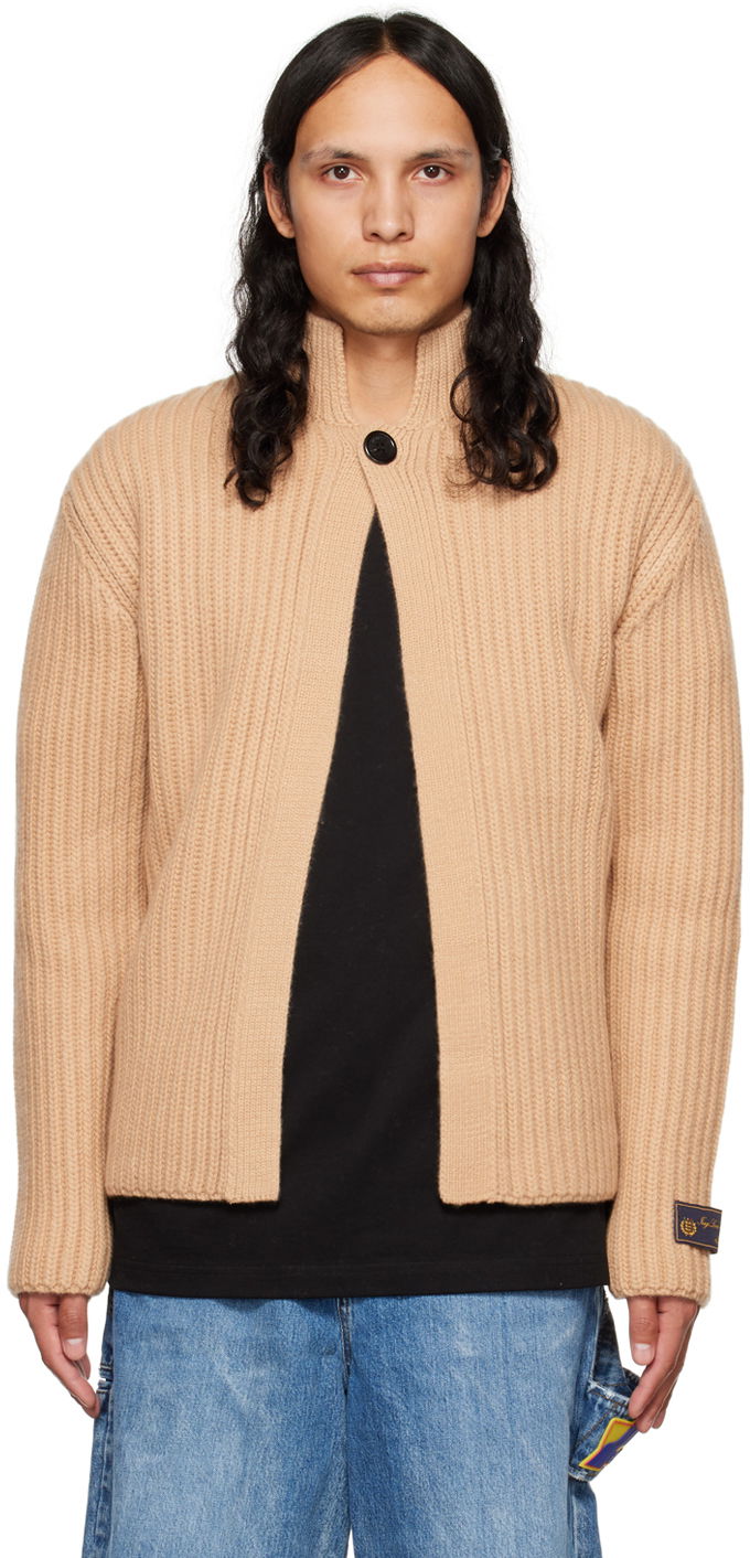 Villapaita We11done We11done Stand Collar Knit Cardigan Beige | WD-KC3-22-612-U-BG