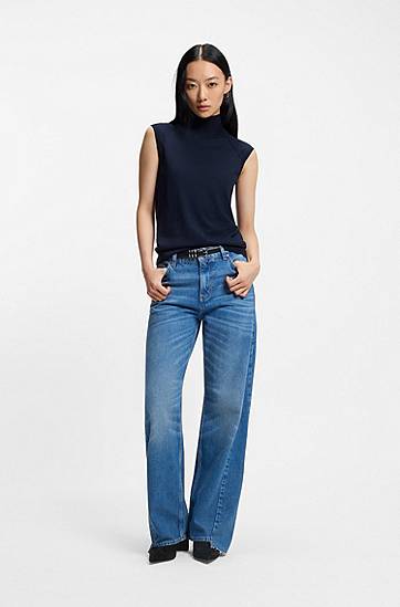Tennarit ja kengät BOSS Suede Ankle Boots with Block Heel and Pointed Toe Musta | 50548812, 1