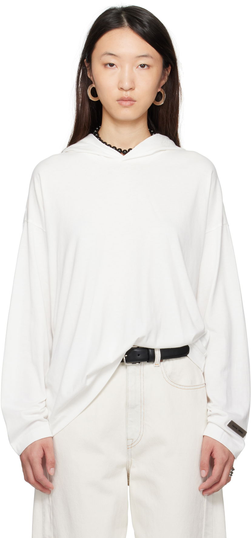 Huppari Fear of God Fear of God ESSENTIALS Long Sleeve Hoodie Valkoinen | 125SP257044FW