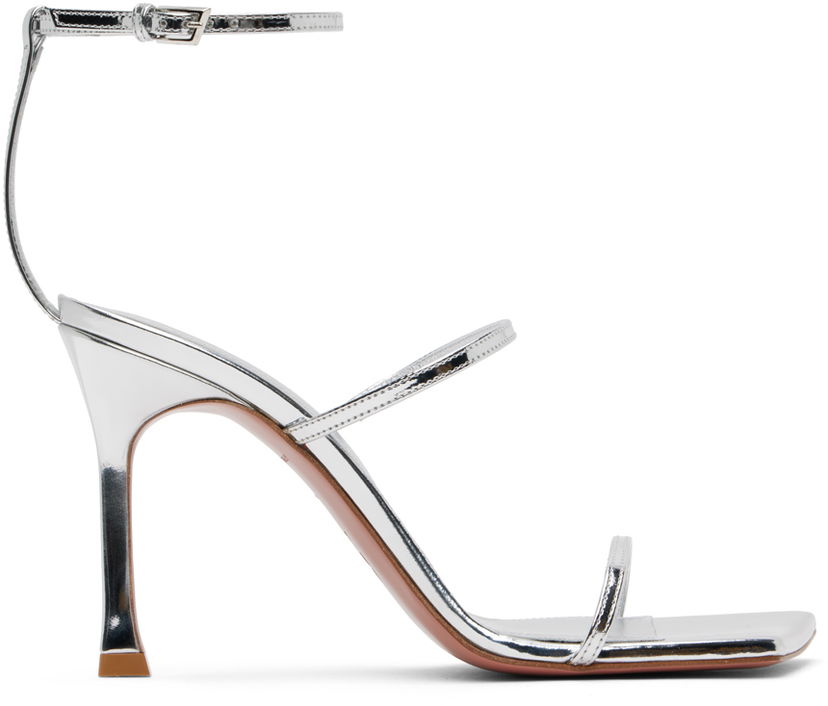 Asusteet Amina Muaddi Amina Muaddi Maya Heeled Sandals Metallinen | MAYA SANDAL SR PATENT