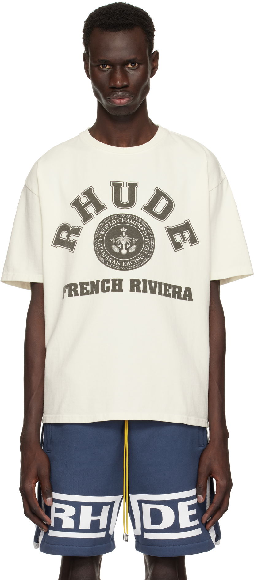 T-paita Rhude Rhude French Riviera Graphic T-Shirt Valkoinen | RHPS25TT08012