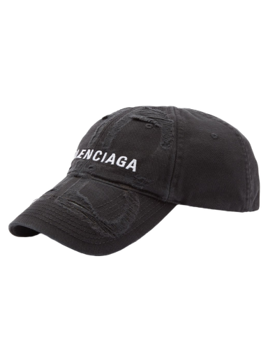 Korkki Balenciaga Distressed Logo Cap Musta | 719282-410B2-1077