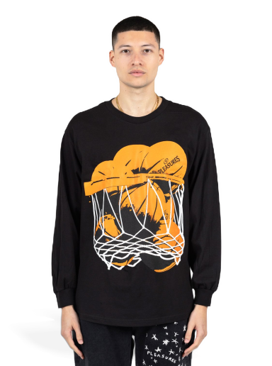T-paita Pleasures Hoops Long-Sleeve Tee Black Musta | P23SP055-BLACK