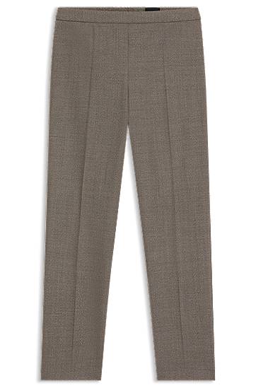 Housut BOSS Regular-Fit Micro-Patterned Wool-Blend Trousers Harmaa | 50545535