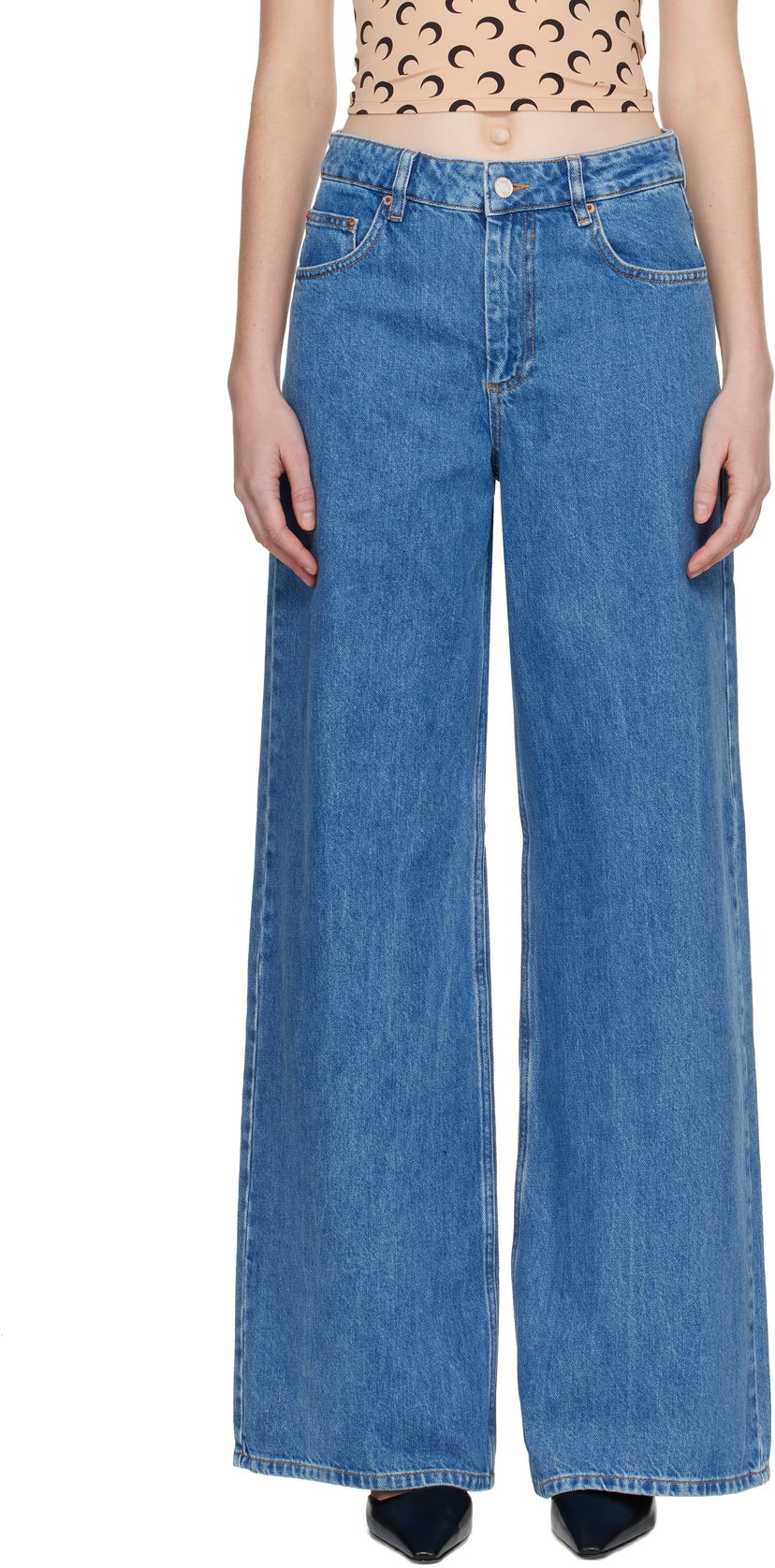Jeans Marine Serre Marine Serre Moon Laser High-Waist Flare Jeans Sininen | WPA159ACDEN0002