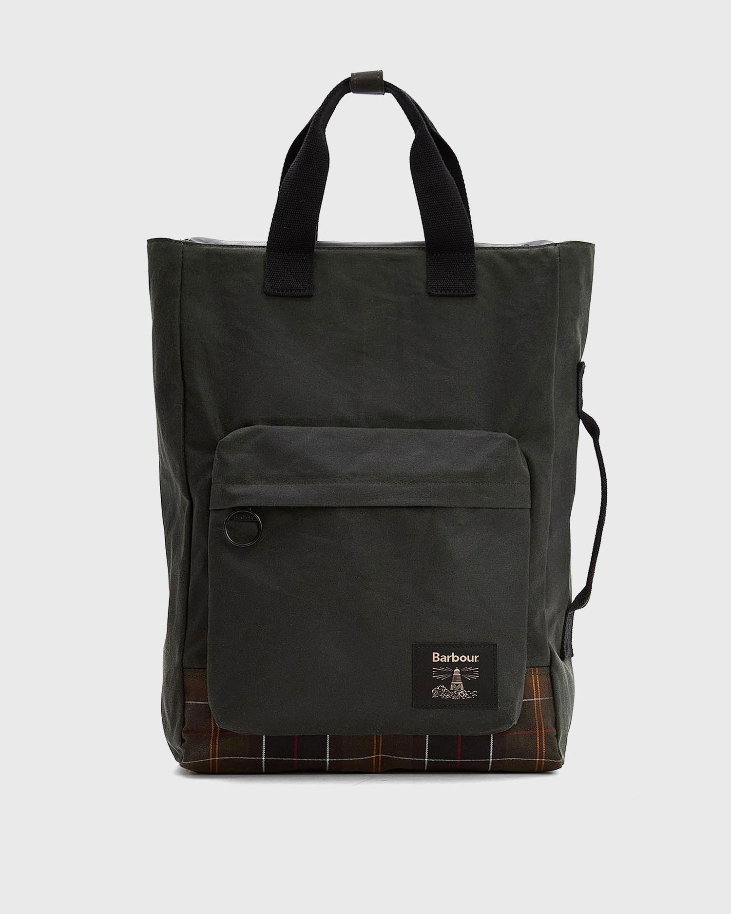 Kangaskassi Barbour Waxed Field Tote Bag with Plaid Base and Front Pocket Vihreä | UBA0714SG91, 0