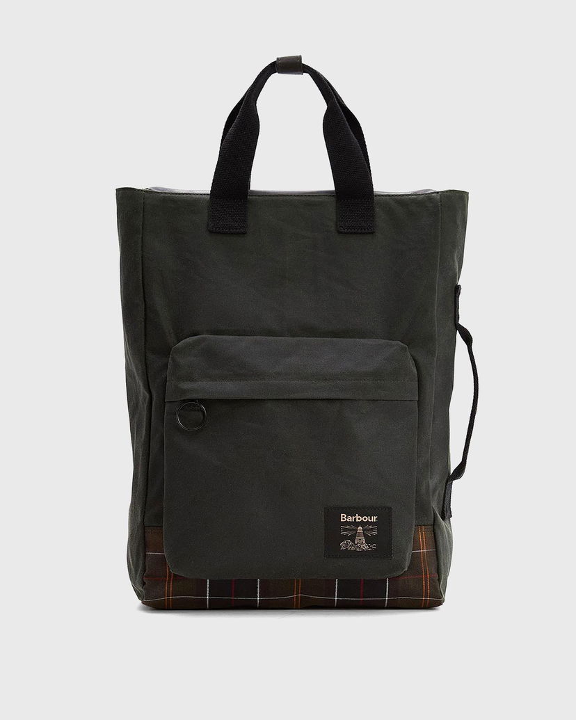 Kangaskassi Barbour Waxed Field Tote Bag with Plaid Base and Front Pocket Vihreä | UBA0714SG91