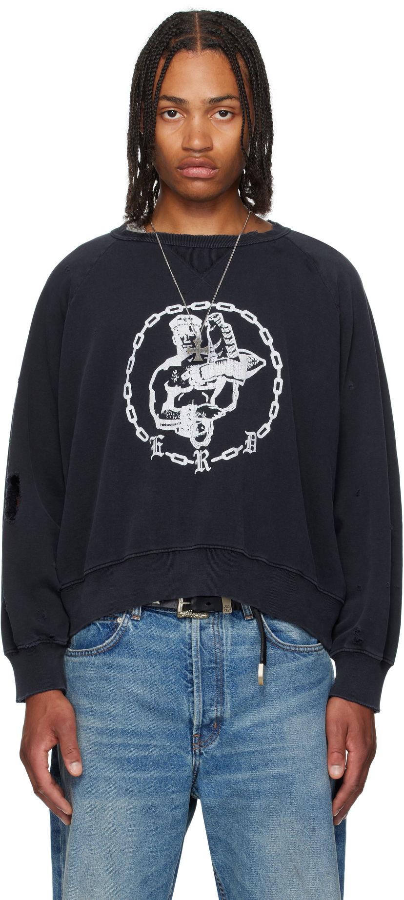 Huppari Enfants Riches Déprimés Enfants Riches Déprimés En Chaine Raglan Crewneck Sweatshirt Tummansininen | 020-468