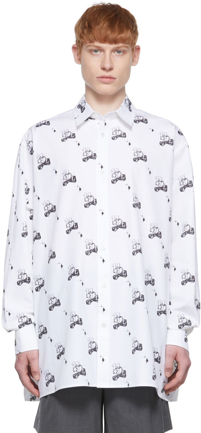 Paita We11done Print Cotton Shirt Valkoinen | WD-BL1-22-213-U-WH