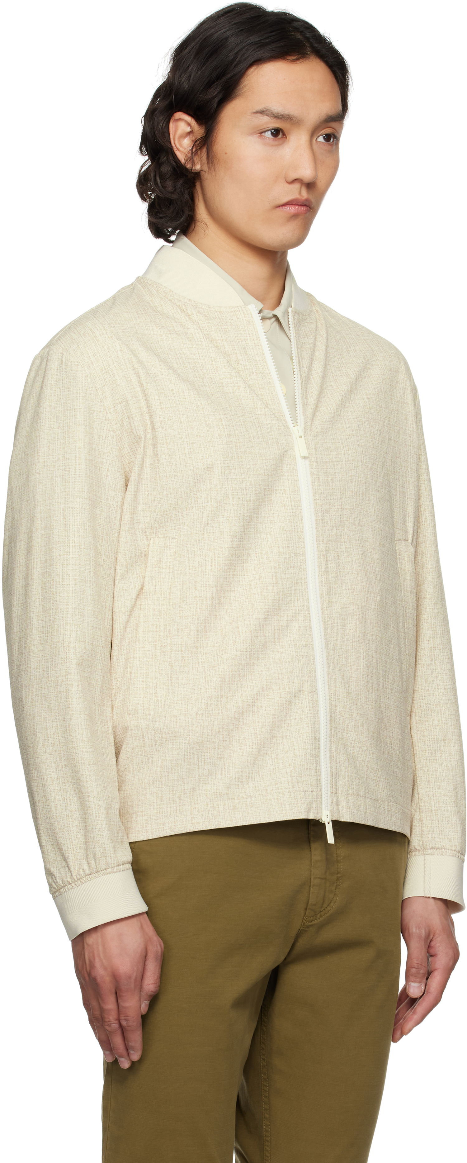 Bomber-takki BOSS BOSS Slim-Fit Bomber Jacket Beige | 50539477, 1