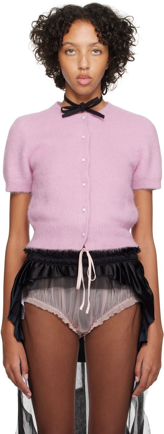 Villapaita Maison Margiela Cropped Cardigan with Pearl Buttons Vaaleanpunainen | S29HP0008 S18269