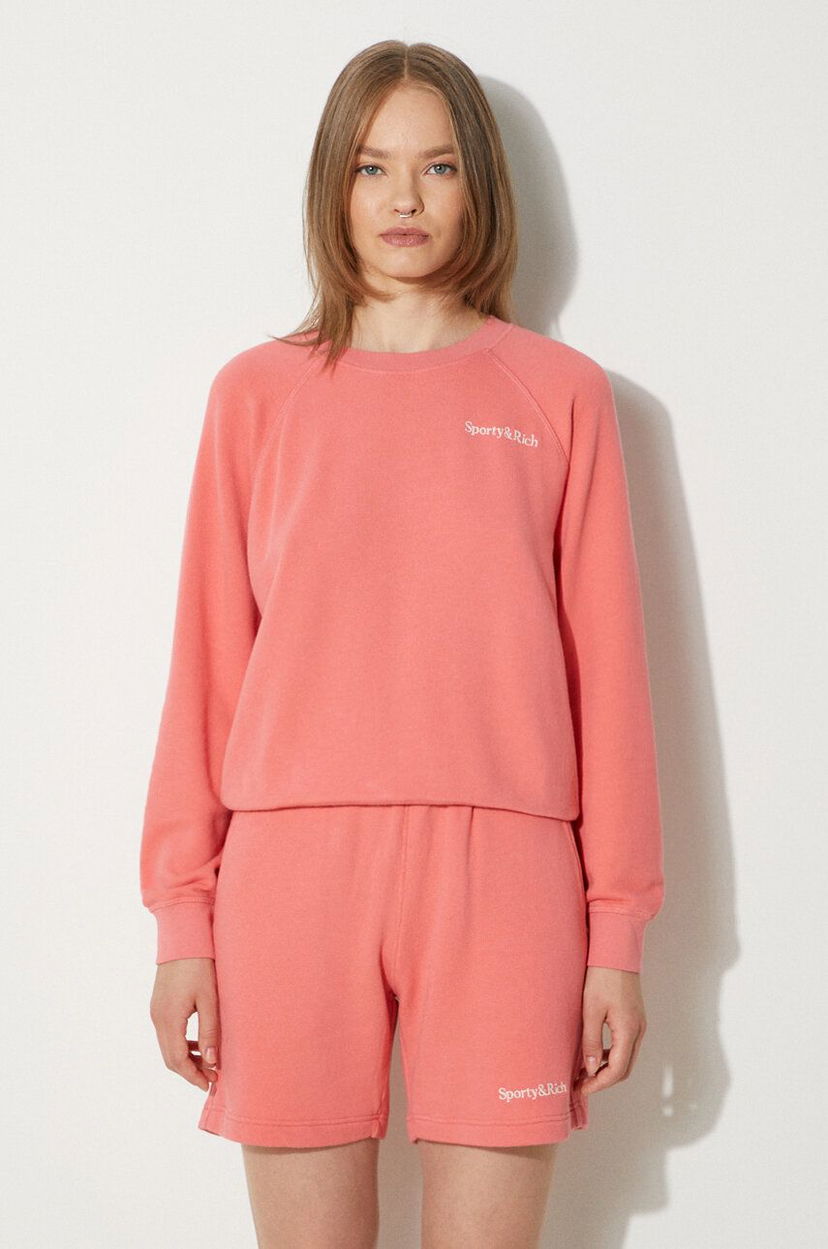 Huppari Sporty & Rich Serif Logo Soft Crewneck Sweatshirt Vaaleanpunainen | WS047S402SC
