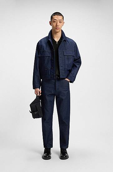 Takki BOSS Regular-Fit Knit Zip-Front Jacket Musta | 50543769, 1
