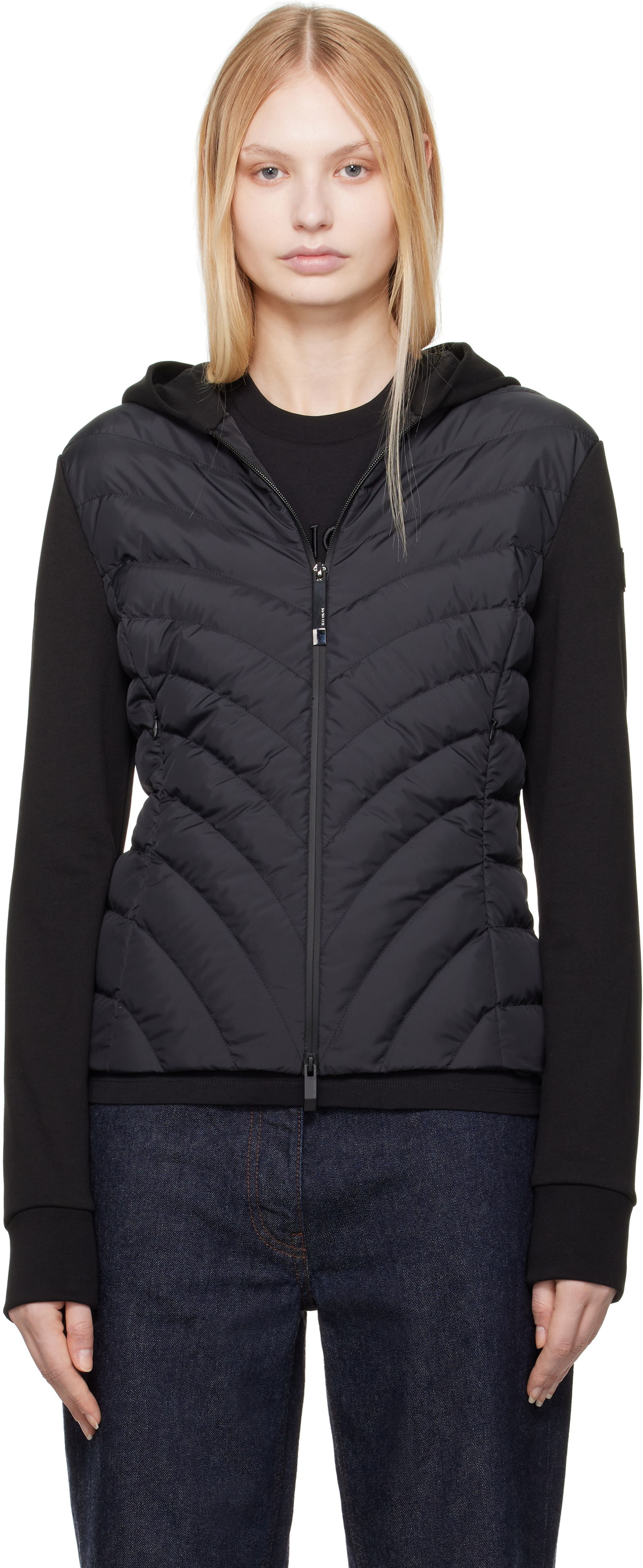 Huppari Moncler Moncler Zip Up Hooded Down Cardigan Musta | K10938G00020809KZ, 0