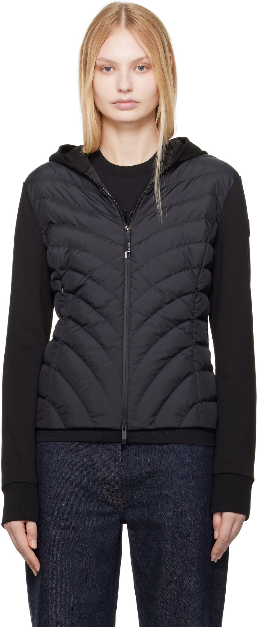 Huppari Moncler Moncler Zip Up Hooded Down Cardigan Musta | K10938G00020809KZ