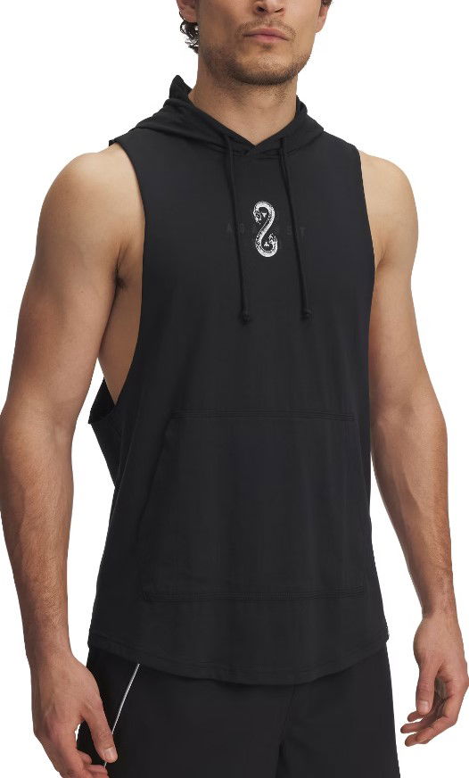 Tankkitoppi Under Armour Project Rock Snake Sleeveless Hoodie Musta | 1389987-001