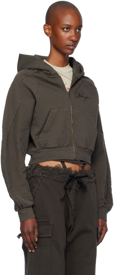 Huppari Ottolinger Ottolinger Multiline Zip Up Cropped Hoodie Vihreä | 1150202521, 4