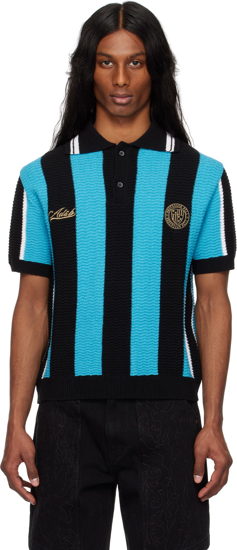 Poolopaita Andersson Bell Andersson Bell Stripe Soccer Polo Sweater Musta | atb1325m