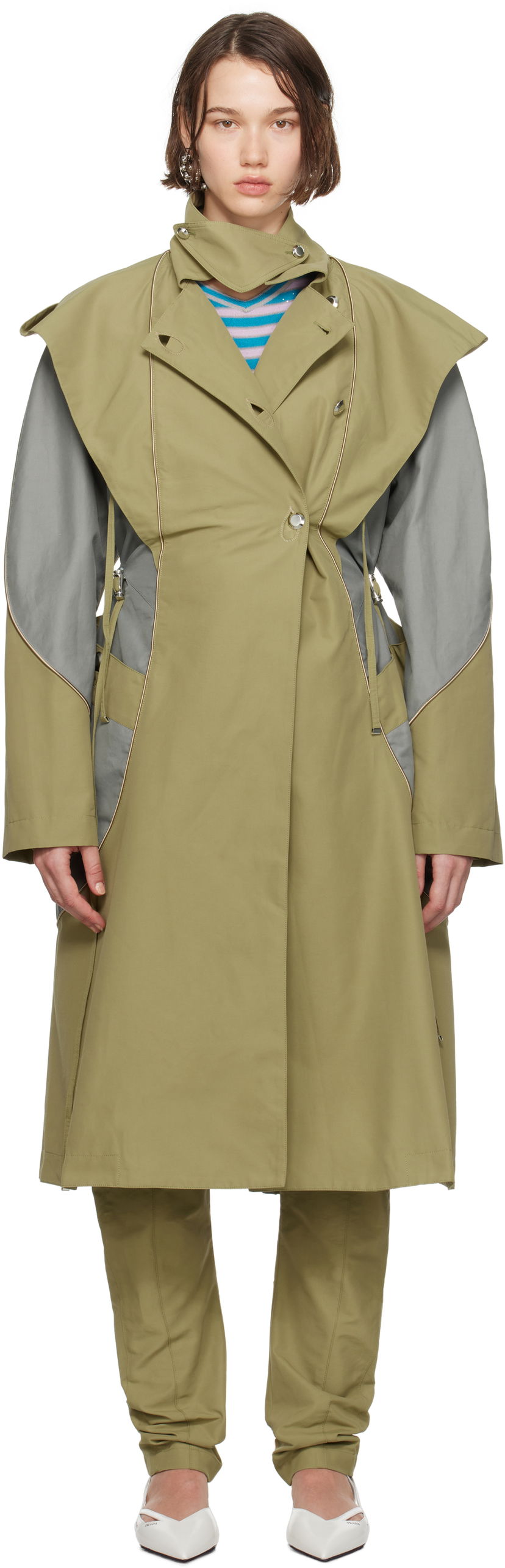 Trenssitakki KIKO KOSTADINOV Hooded Trench Coat Vihreä | KKWAW24C01-27
