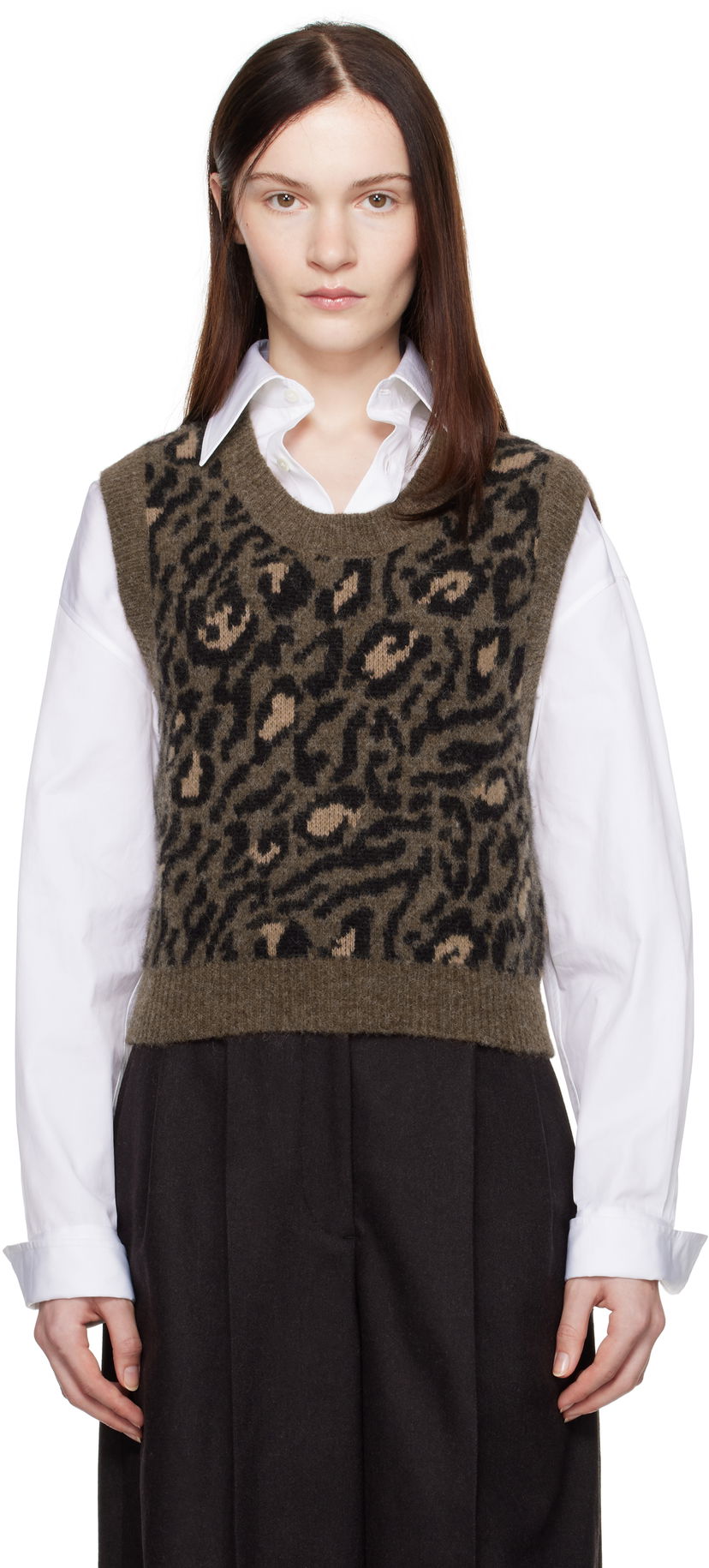 Villapaita A.P.C. Léana Knitted Leopard Print Vest Vihreä | WPAAO-F22325