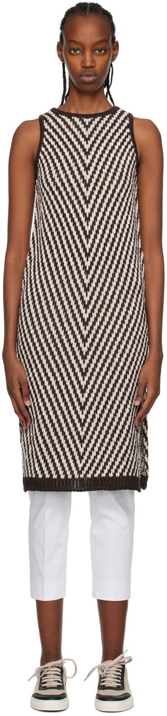 Villapaita Max Mara Max Mara Chevron Knit Midi Dress Ruskea | 2313611432600 MM12158