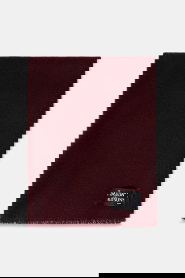 Huivi MAISON KITSUNÉ Wool Fringe Scarf with Logo Patch Burgundia | PW06200WB0028, 1