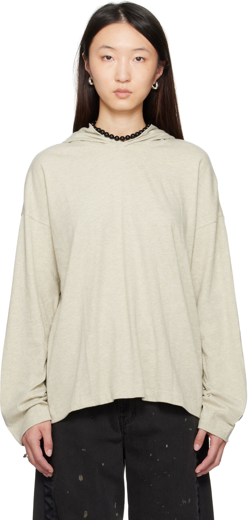 Huppari Fear of God Fear of God ESSENTIALS Long Sleeve Hoodie Beige | 125SP257042FW