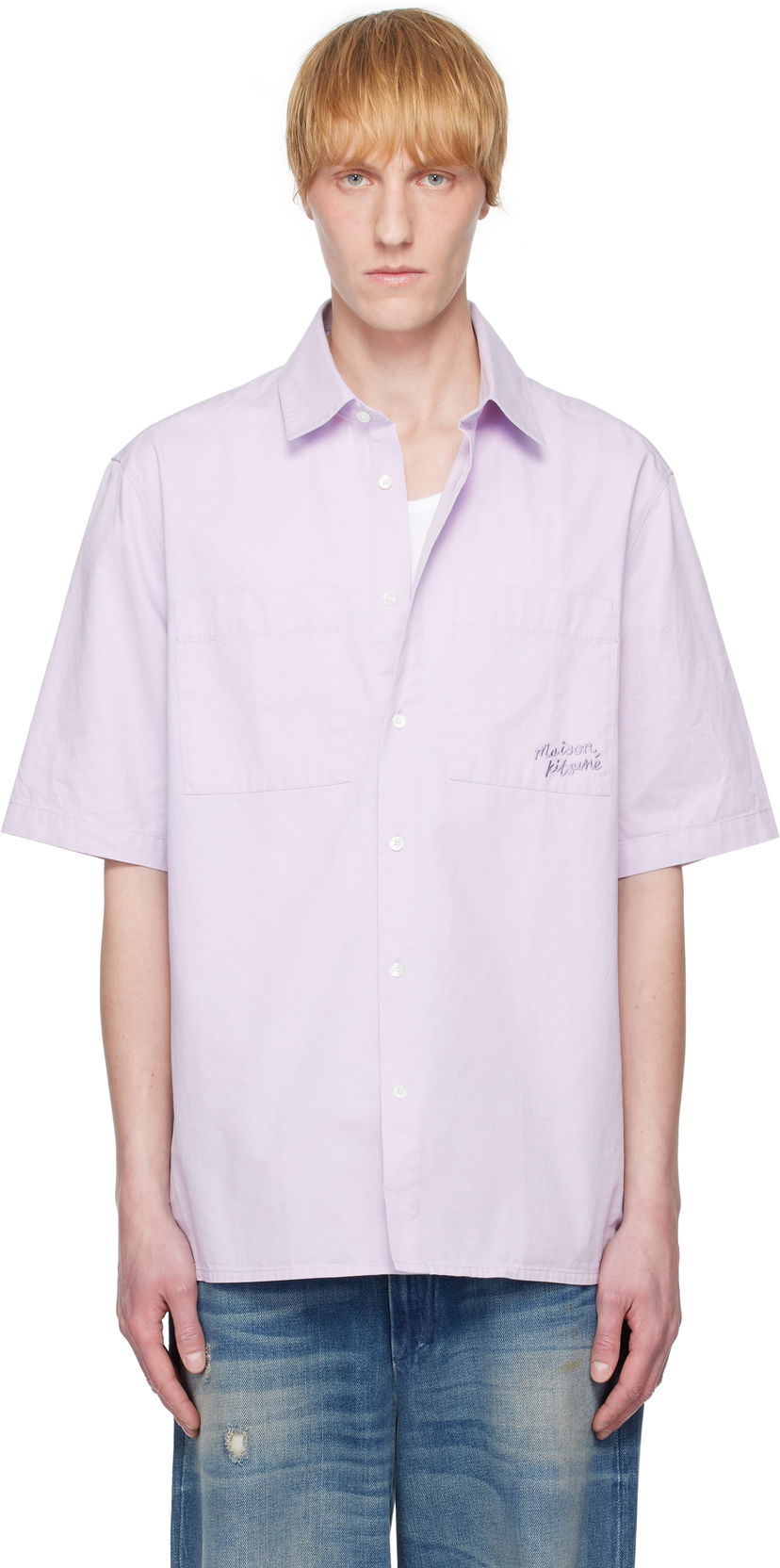 Paita MAISON KITSUNÉ Maison Kitsuné Relaxed Short Sleeve Shirt Violetti | OM00424WW9031