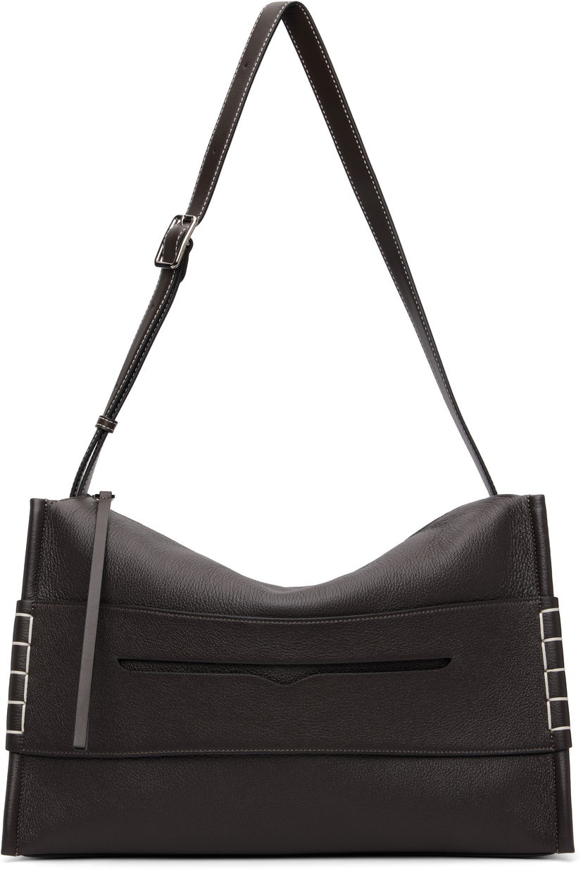 Olkalaukku JW Anderson JW Anderson Pebbled Leather Messenger Loafer Bag with Square Accents Ruskea | HB0749-LA0377