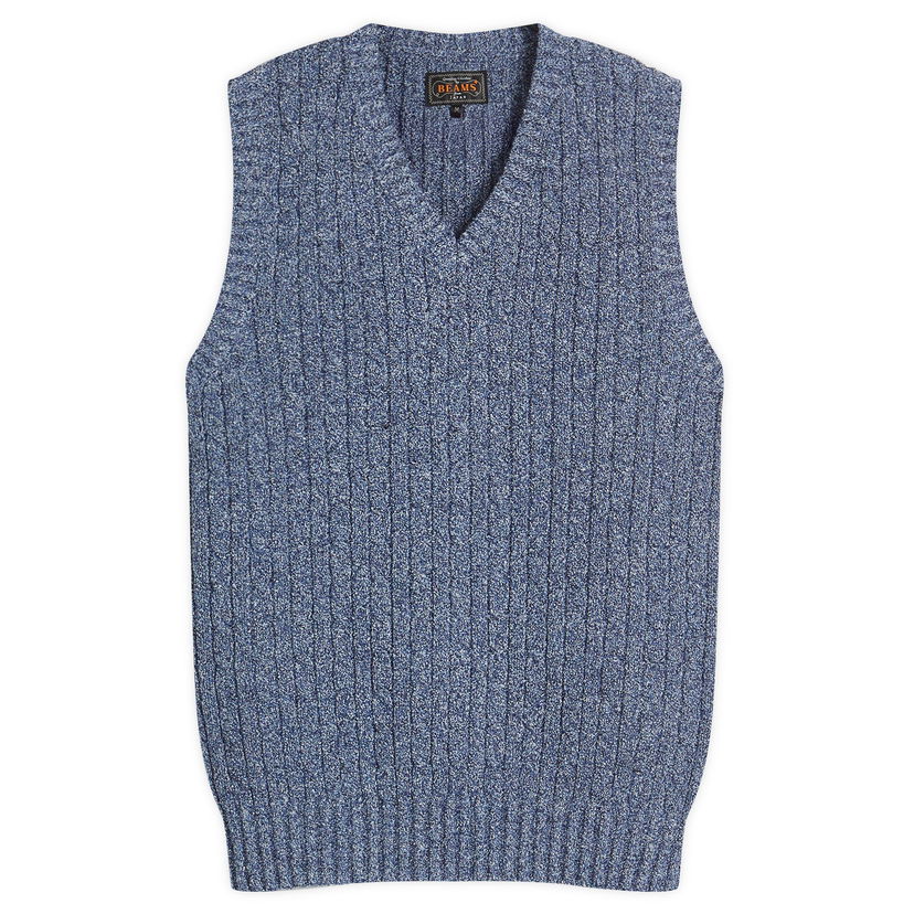 Villapaita BEAMS Beams Plus Cable Vest, Size Large Sininen | 3805-0053-156-79