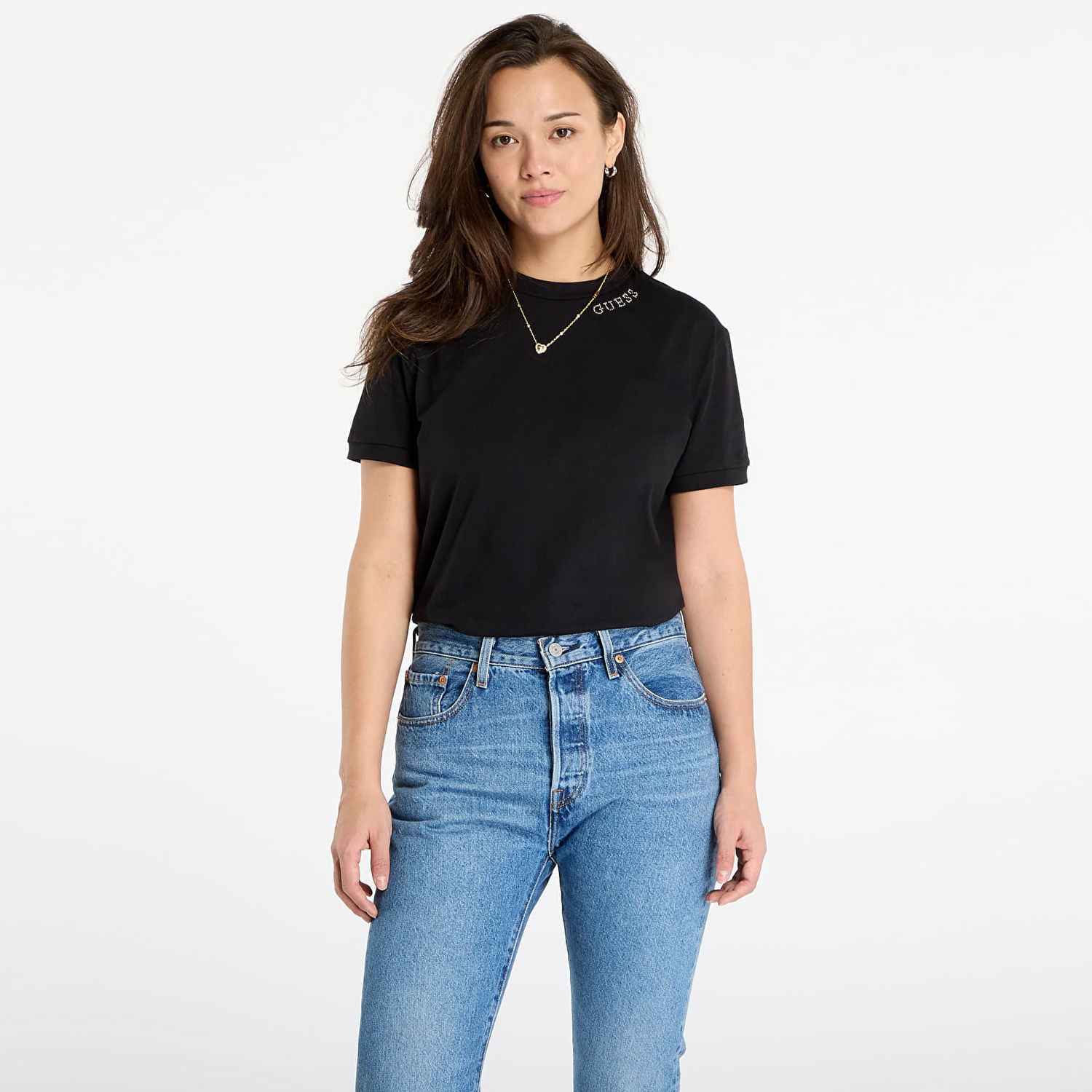 T-paita GUESS Calida Ss T-Shirt Musta | V5BI12K8FQ4-JBLK, 0